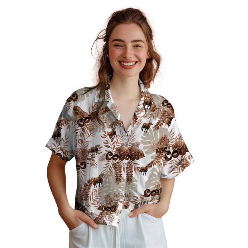 Cow Tropical Fronds Hawaiian Shirt Top rated