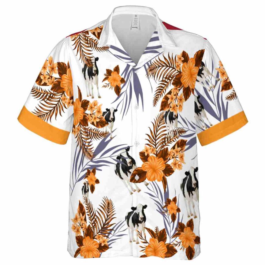 Cow US Flag Floral Hawaiian Shirt Fashion forward