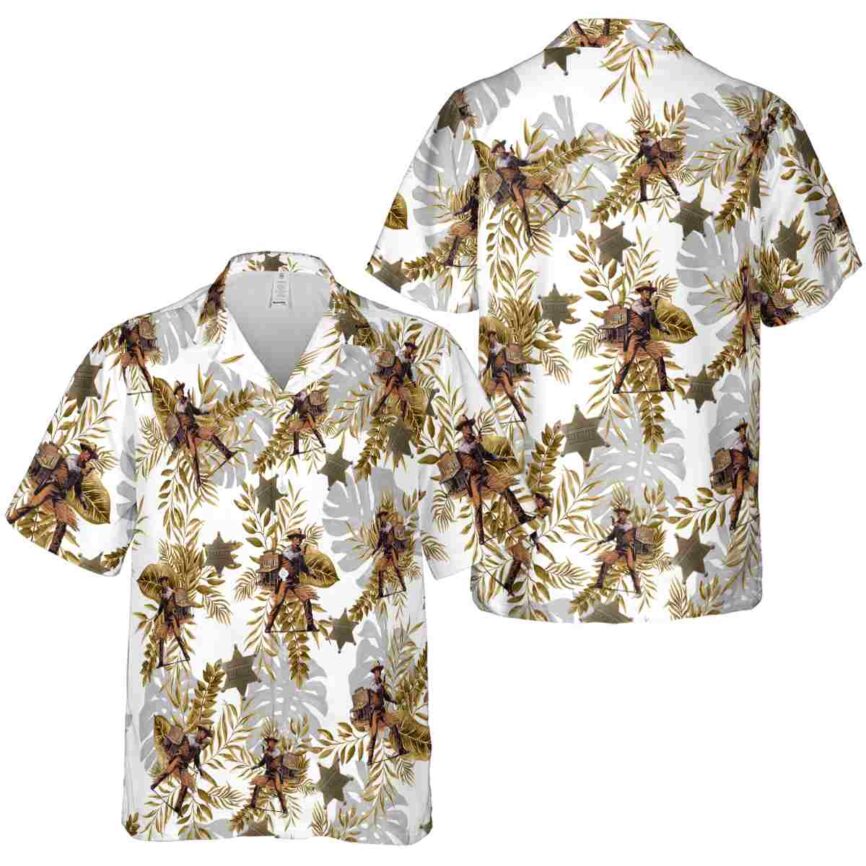 Cowboy Tropical Fronds Hawaiian Shirt Premium grade