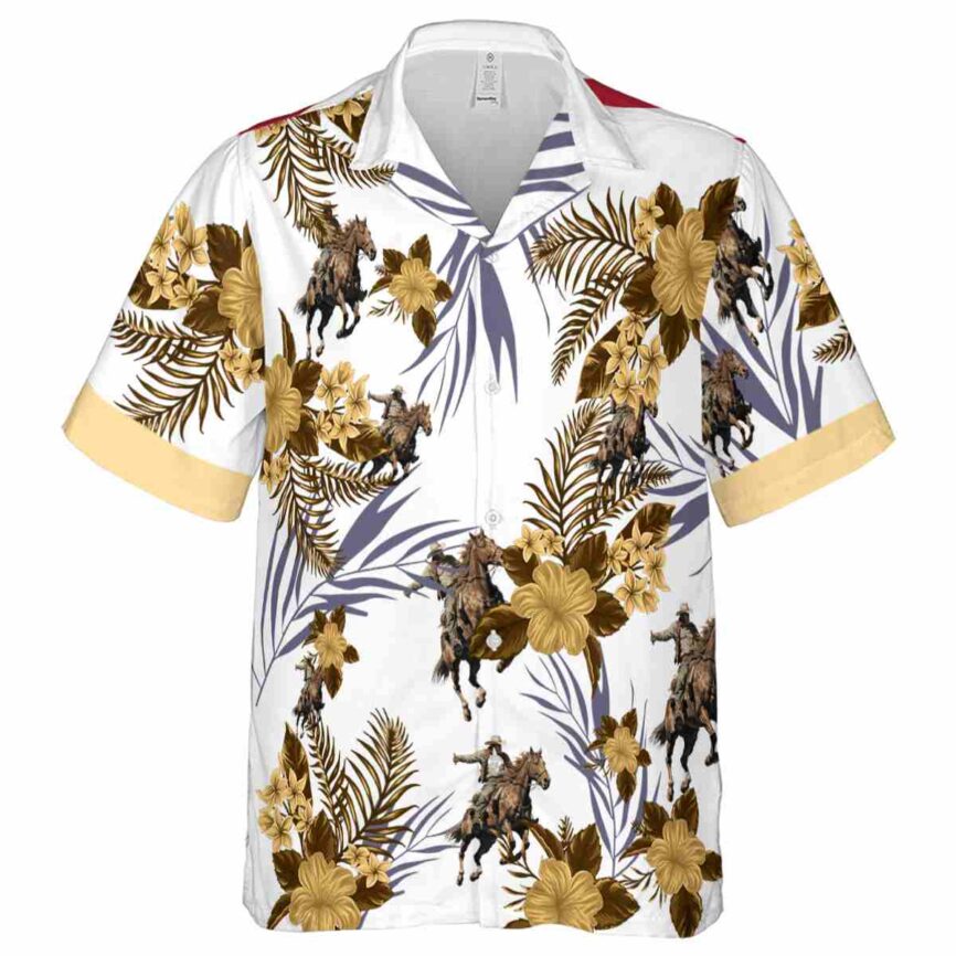 Cowboy US Flag Floral Hawaiian Shirt Fashion forward