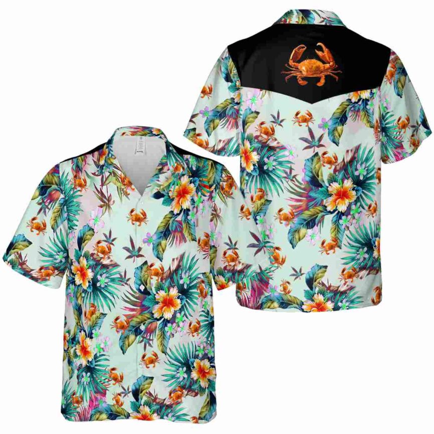 Crab Floral Burst Hawaiian Shirt Premium grade