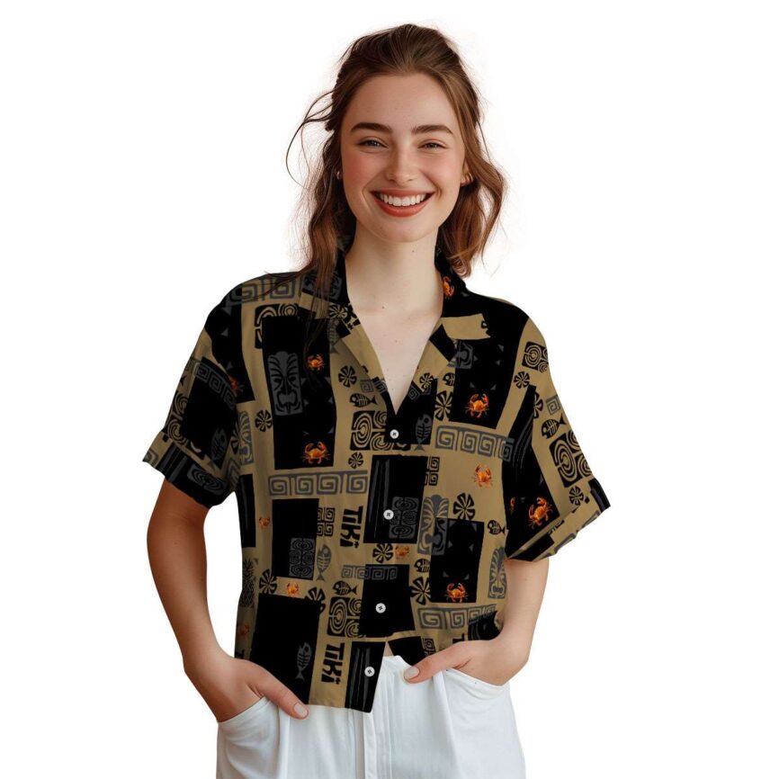 Crab Tiki Motifs Hawaiian Shirt Top rated