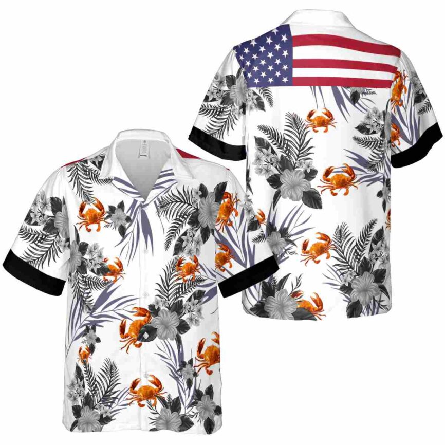 Crab US Flag Floral Hawaiian Shirt Premium grade