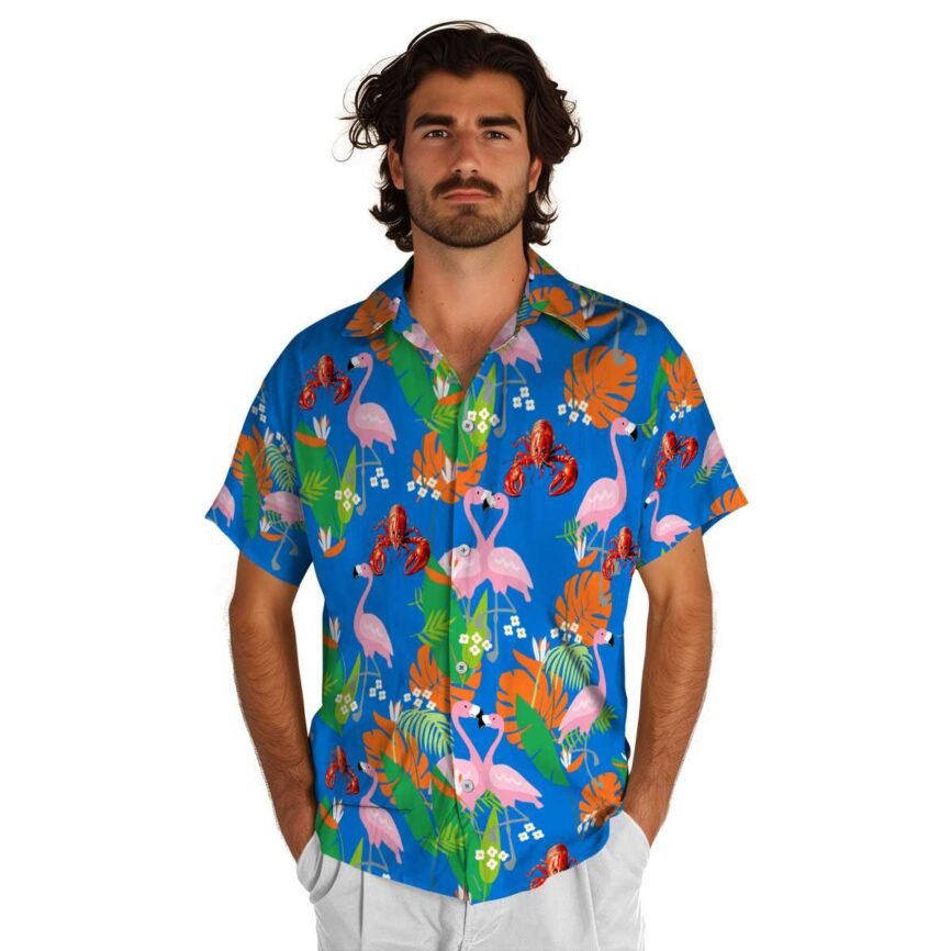 Crawfish Flamingo Leaf Hawaiian Shirt New Arrival