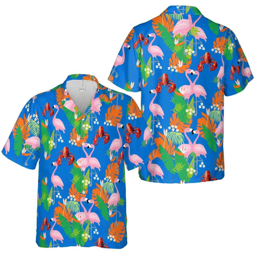 Crawfish Flamingo Leaf Hawaiian Shirt Premium grade