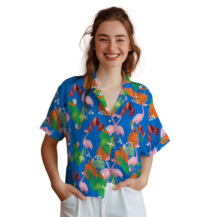 Crawfish Flamingo Leaf Hawaiian Shirt Top rated