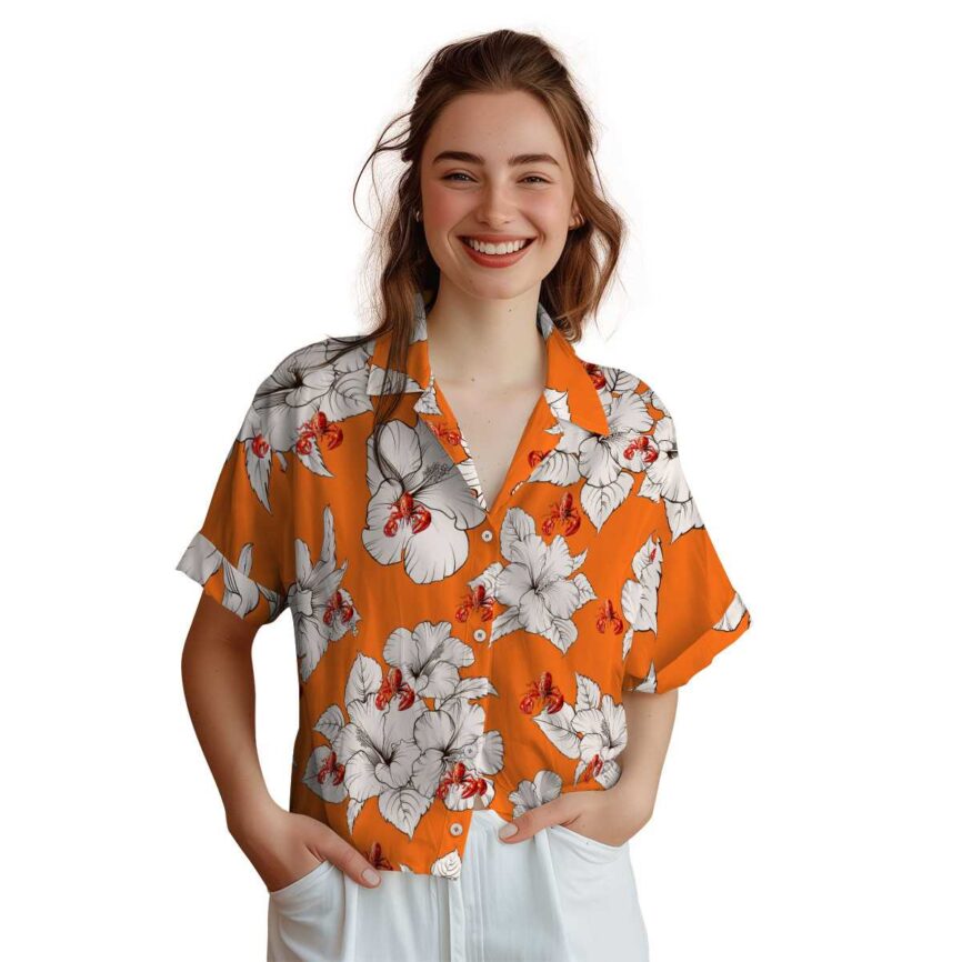 Crawfish Hibiscus Flower Hawaiian Shirt Top rated