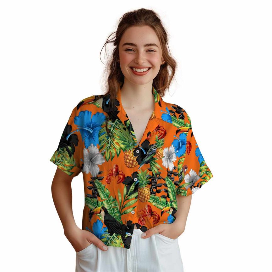 Crawfish Leafy Toucan Hawaiian Shirt Top rated