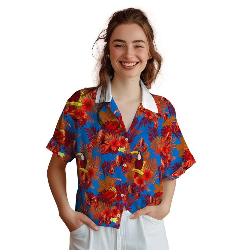 Crawfish Tropical Bird Hawaiian Shirt Top rated