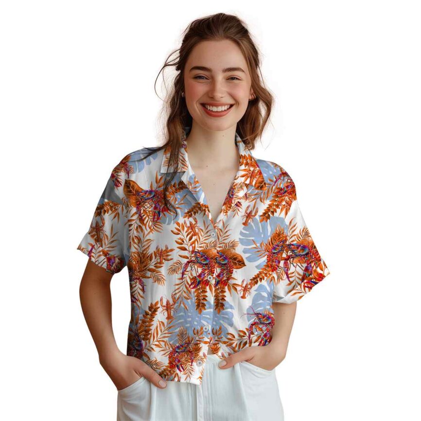 Crawfish Tropical Fronds Hawaiian Shirt Top rated