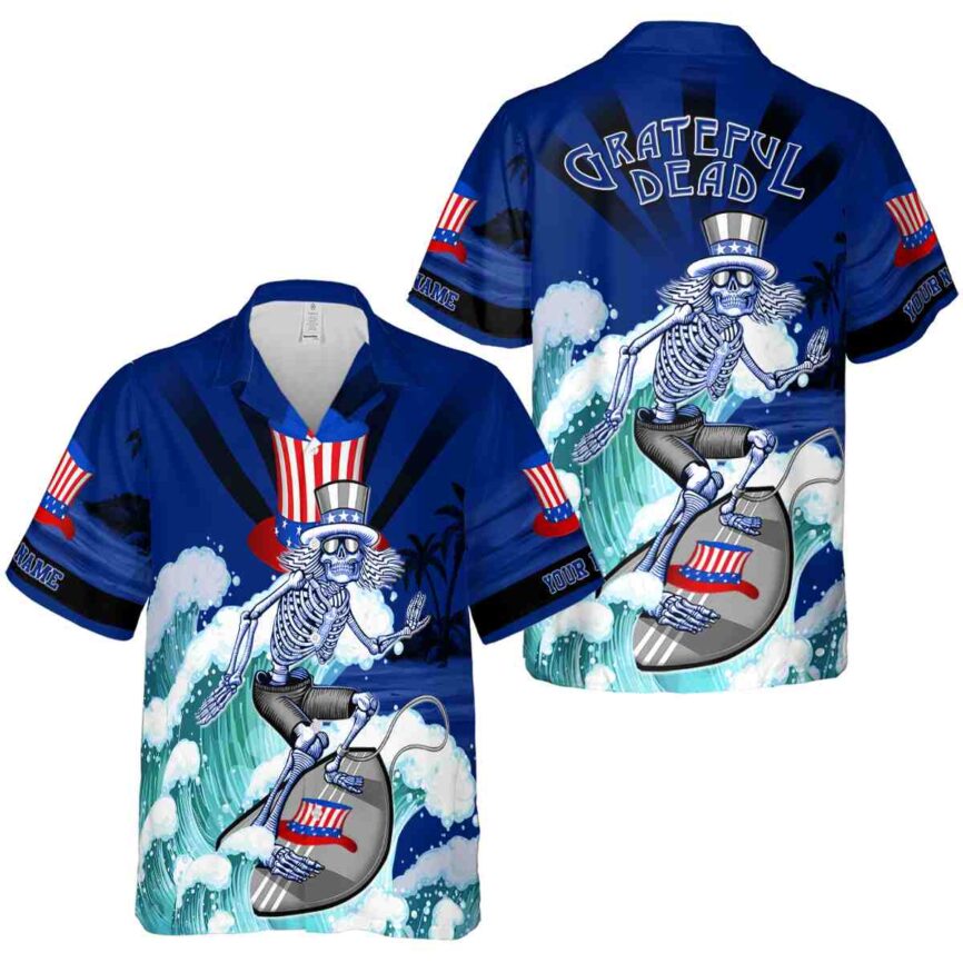 Custom 4th Of July Grateful Dead Motif Hawaiian Shirt Premium grade