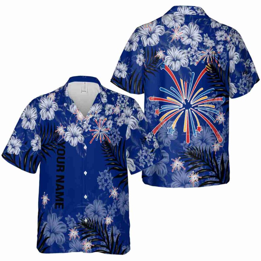 Custom 4th Of July Hibiscus Pattern Hawaiian Shirt Premium grade