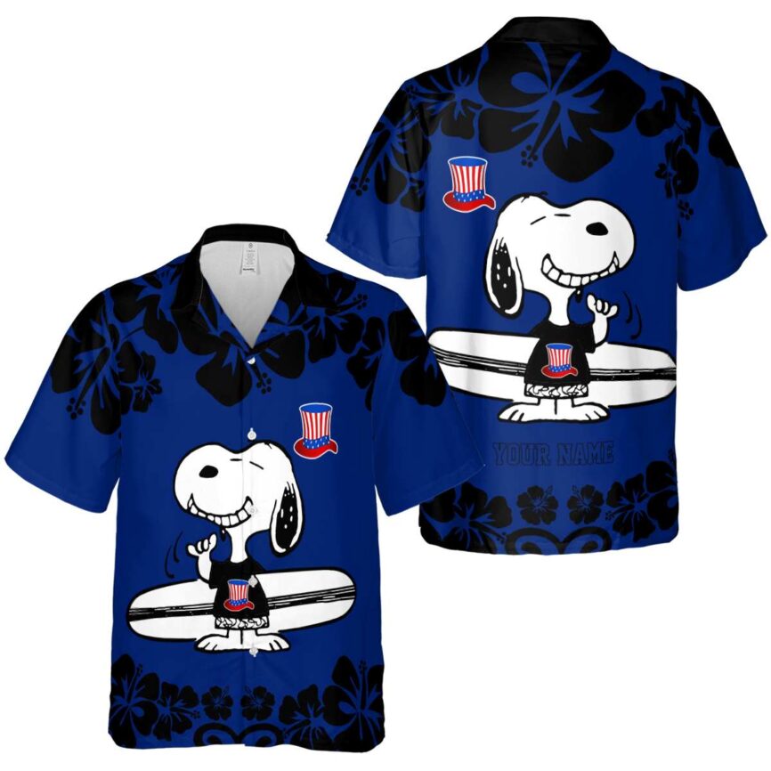 Custom 4th Of July Surfing Snoopy Hawaiian Shirt Premium grade