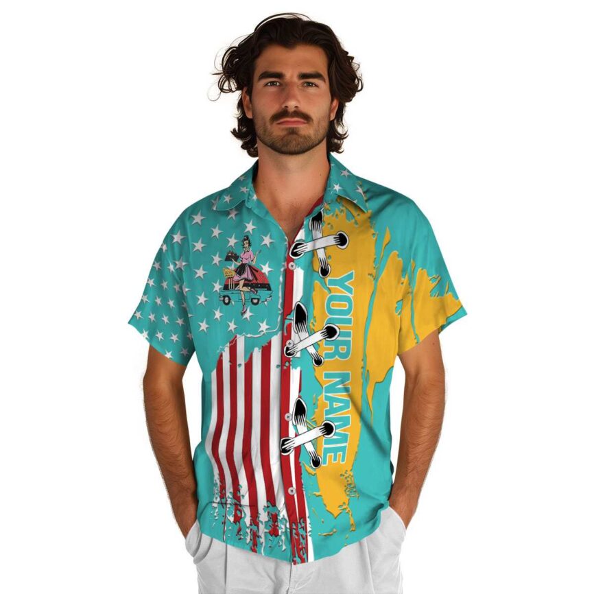 Custom 50s Flag Stitches Hawaiian Shirt New Arrival