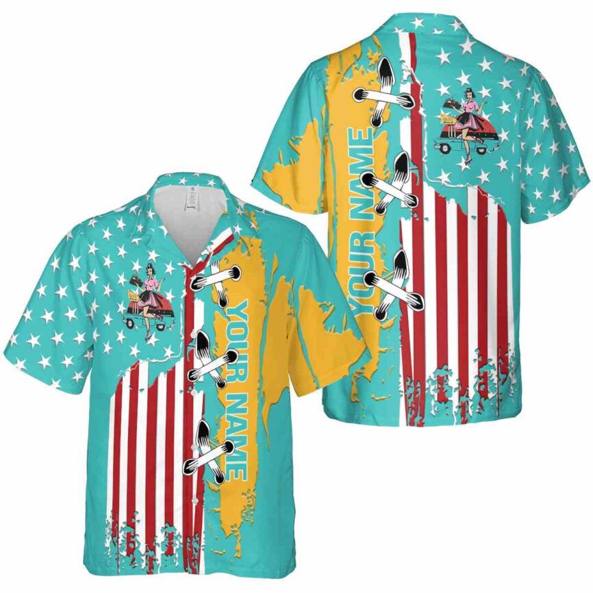 Custom 50s Flag Stitches Hawaiian Shirt Premium grade