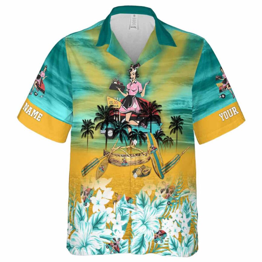 Custom 50s Sunset Beach Canoe Hawaiian Shirt Fashion forward