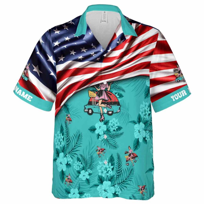 Custom 50s US Flag Themed Hawaiian Shirt Fashion forward