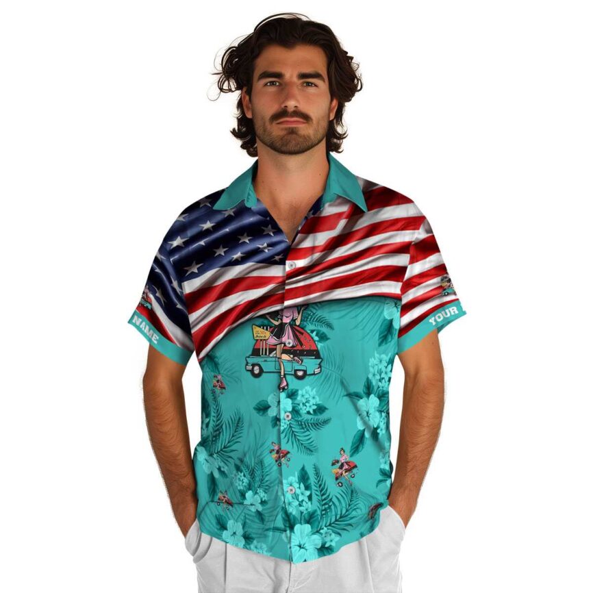 Custom 50s US Flag Themed Hawaiian Shirt New Arrival