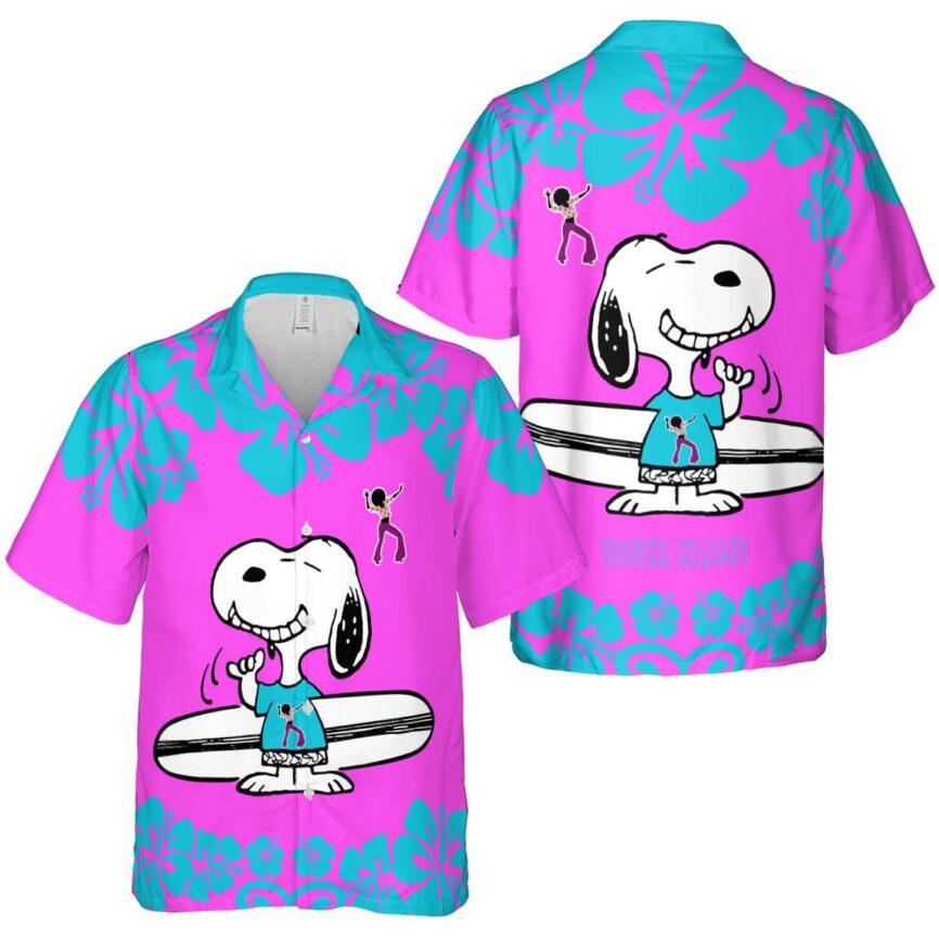 Custom 70s Surfing Snoopy Hawaiian Shirt Premium grade