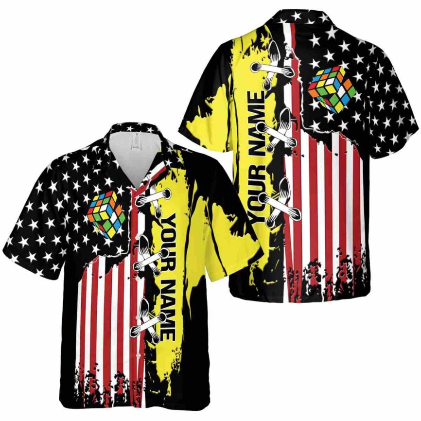 Custom 80s Flag Stitches Hawaiian Shirt Premium grade