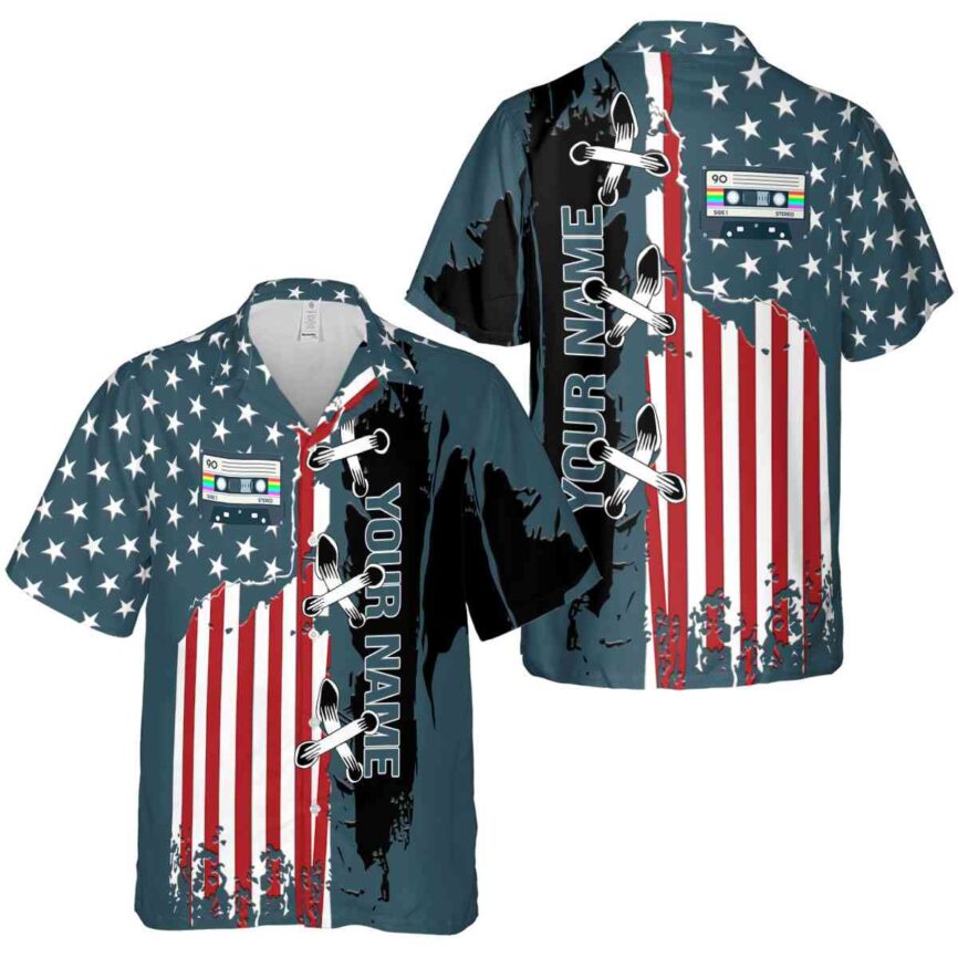 Custom 90s Flag Stitches Hawaiian Shirt Premium grade