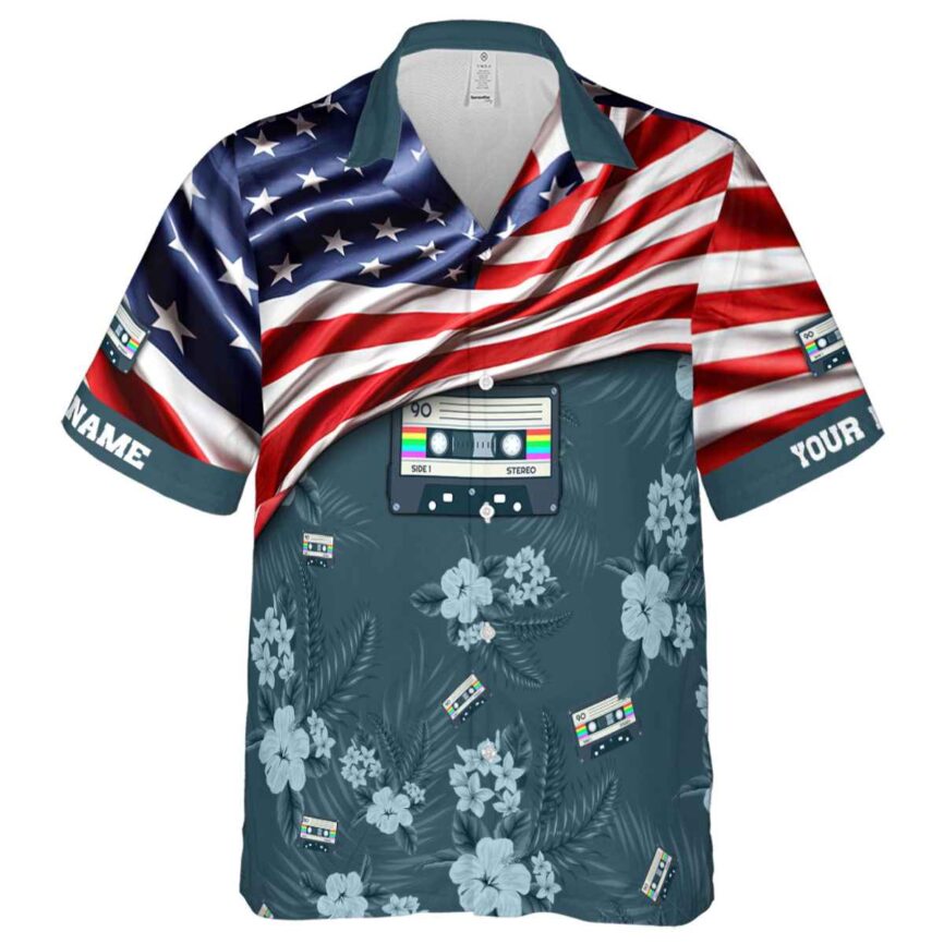 Custom 90s US Flag Themed Hawaiian Shirt Fashion forward