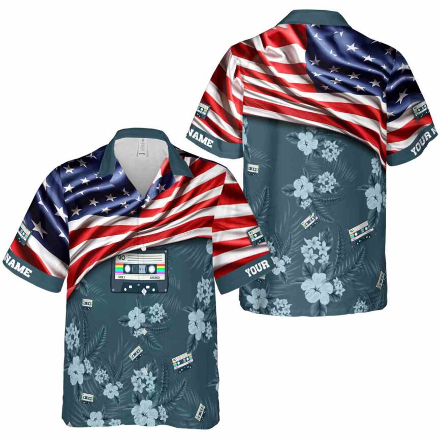 Custom 90s US Flag Themed Hawaiian Shirt Premium grade