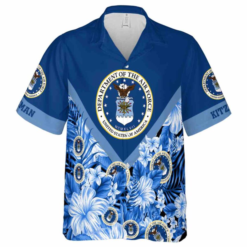 Custom Air Force Bold Floral Number Hawaiian Shirt Fashion forward