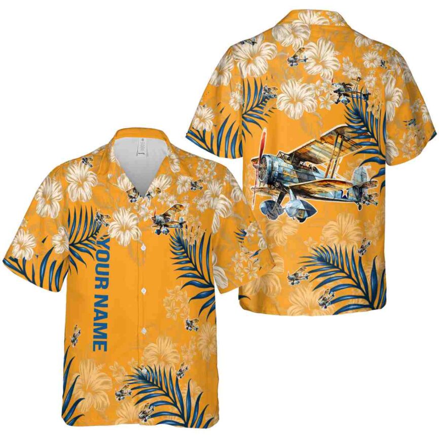 Custom Airplane Hibiscus Pattern Hawaiian Shirt Premium grade