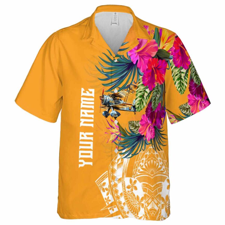 Custom Airplane Polynesian Flowers Hawaiian Shirt Fashion forward