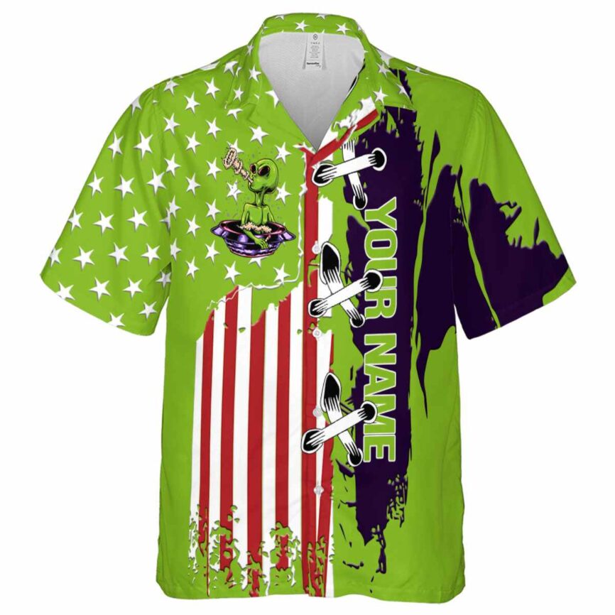 Custom Alien Flag Stitches Hawaiian Shirt Fashion forward