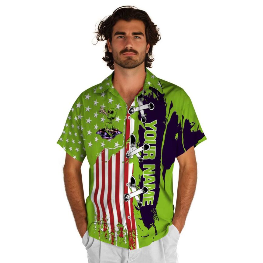 Custom Alien Flag Stitches Hawaiian Shirt New Arrival