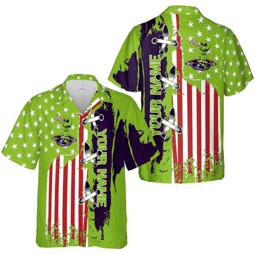 Custom Alien Flag Stitches Hawaiian Shirt Premium grade