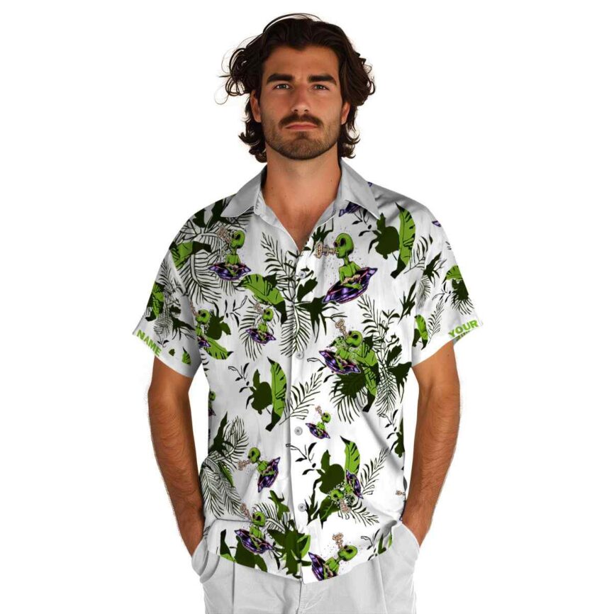 Custom Alien Leafy Accents Hawaiian Shirt New Arrival