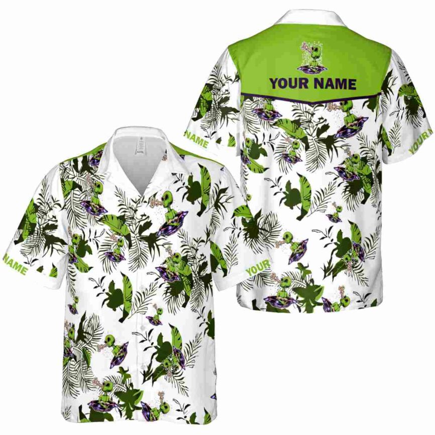 Custom Alien Leafy Accents Hawaiian Shirt Premium grade