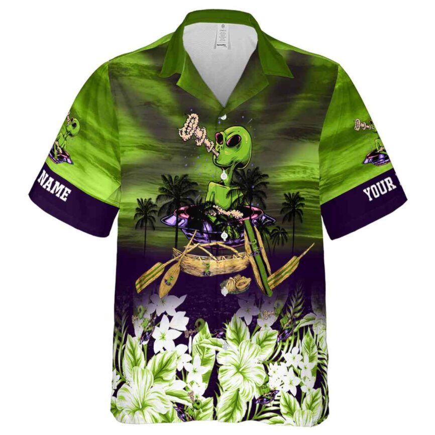 Custom Alien Sunset Beach Canoe Hawaiian Shirt Fashion forward