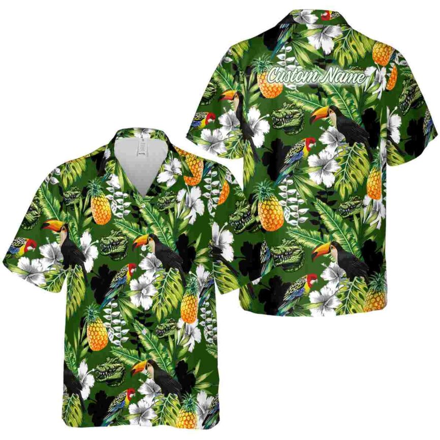 Custom Alligator Toucan Bird Hawaiian Shirt Premium grade