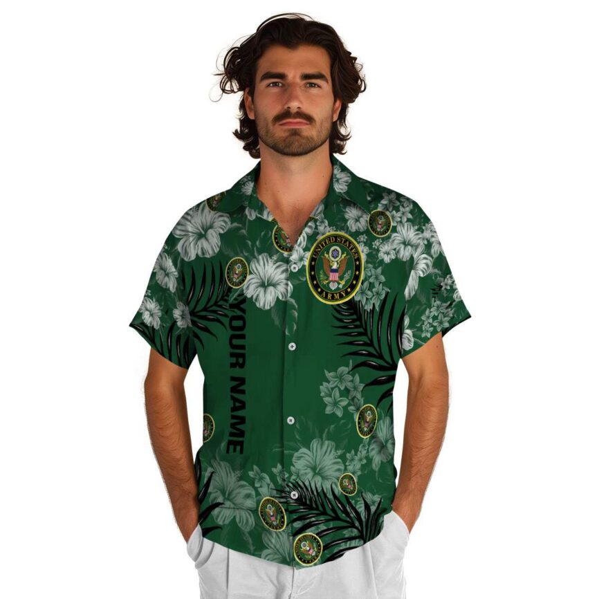 Custom Army Hibiscus Pattern Hawaiian Shirt New Arrival