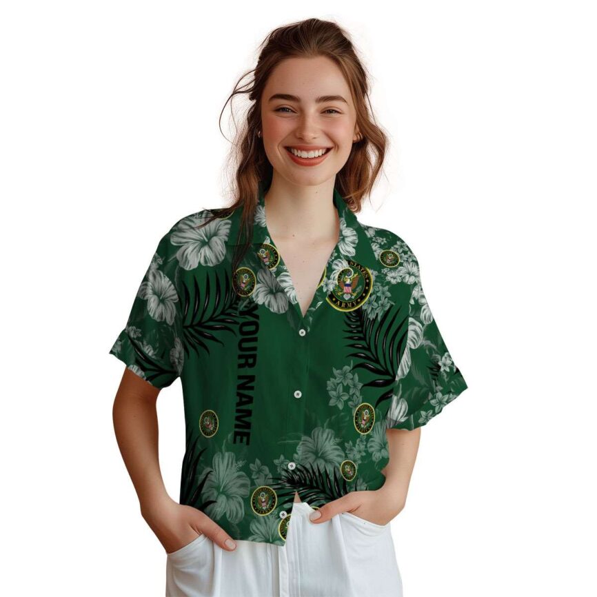 Custom Army Hibiscus Pattern Hawaiian Shirt Top rated