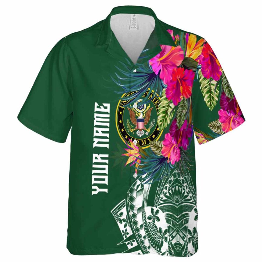 Custom Army Polynesian Flowers Hawaiian Shirt Fashion forward