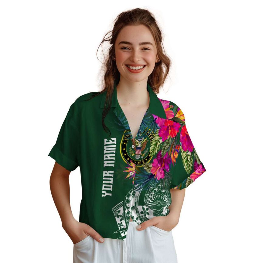 Custom Army Polynesian Flowers Hawaiian Shirt Top rated