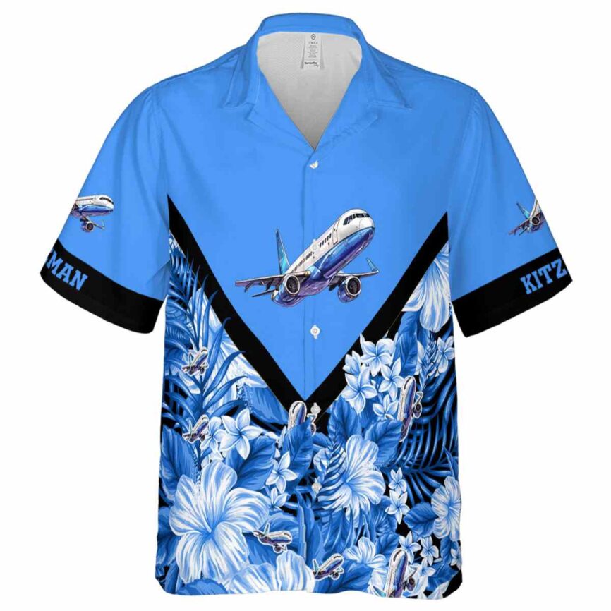 Custom Aviation Bold Floral Number Hawaiian Shirt Fashion forward