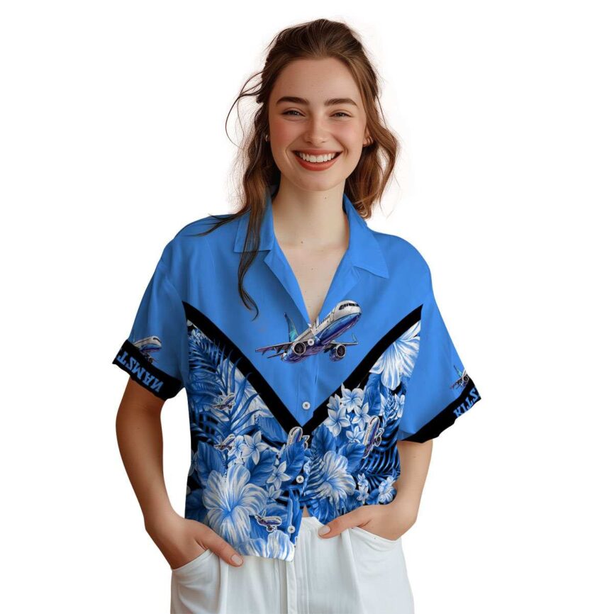 Custom Aviation Bold Floral Number Hawaiian Shirt Top rated