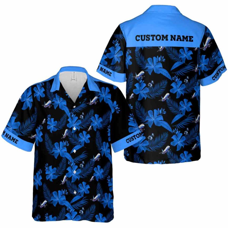 Custom Aviation Tropical Flower Hawaiian Shirt Premium grade