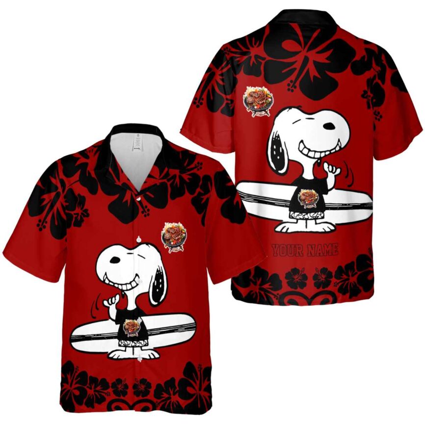 Custom BBQ Surfing Snoopy Hawaiian Shirt Premium grade