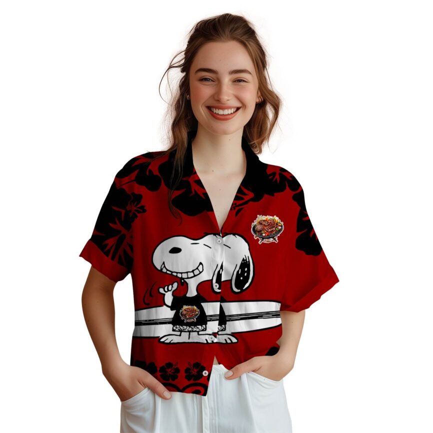 Custom BBQ Surfing Snoopy Hawaiian Shirt Top rated