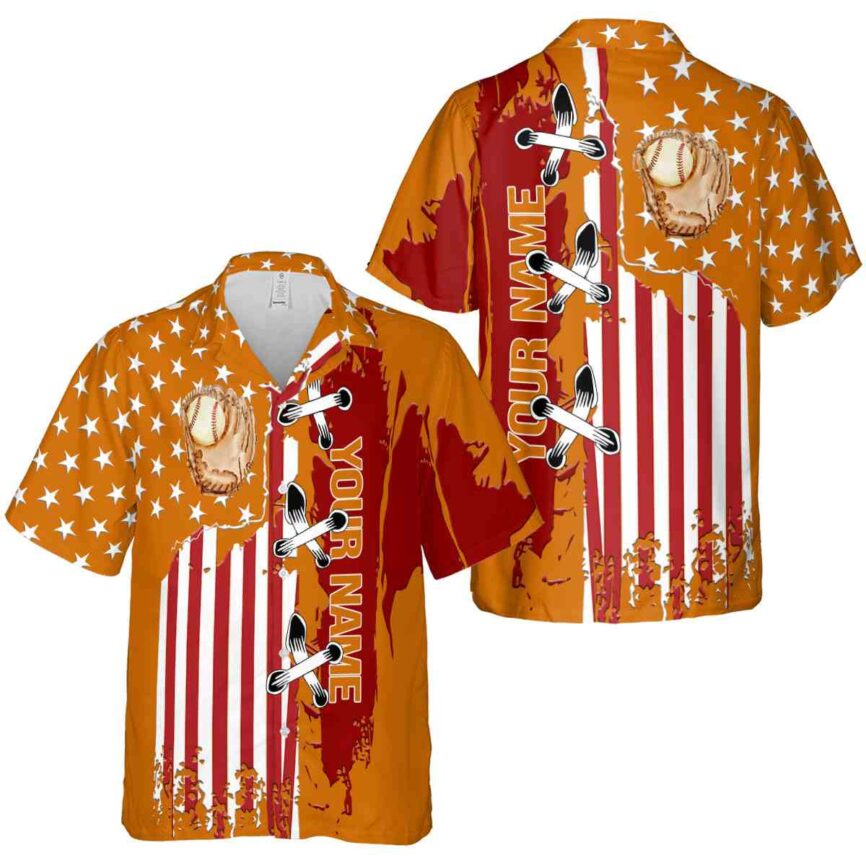 Custom Baseball Flag Stitches Hawaiian Shirt Premium grade