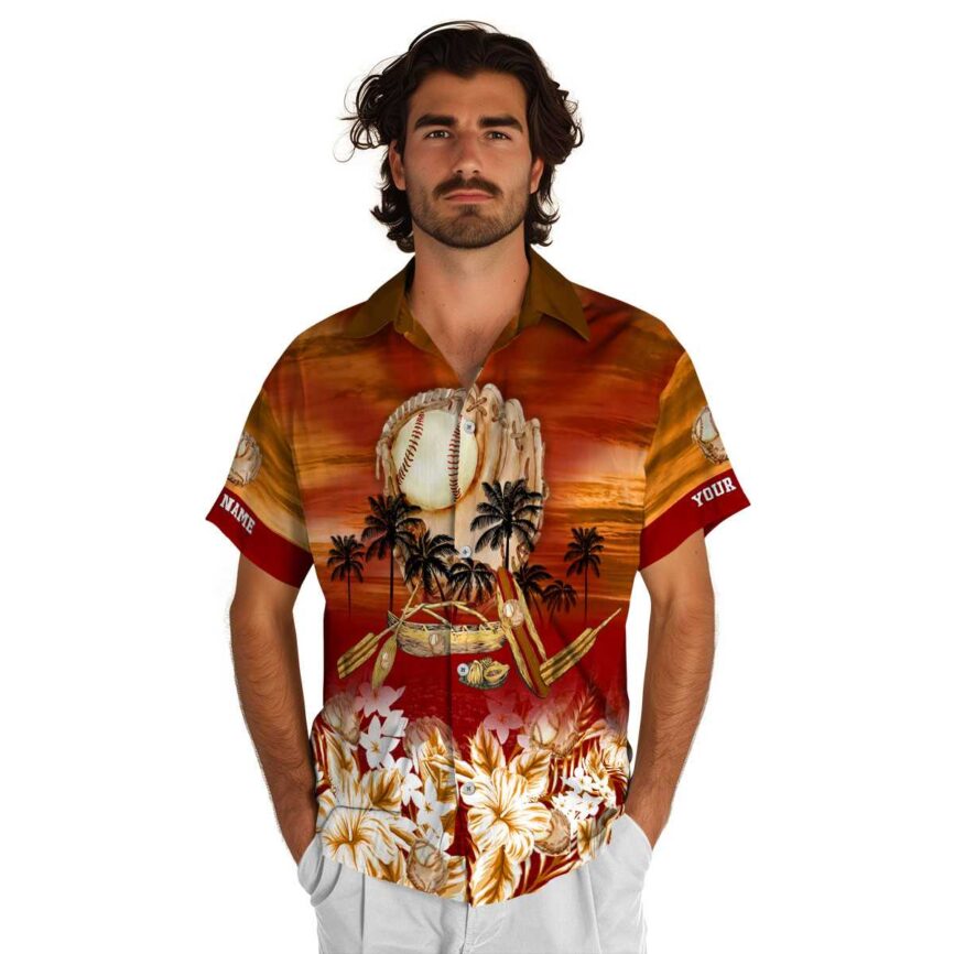 Custom Baseball Sunset Beach Canoe Hawaiian Shirt New Arrival