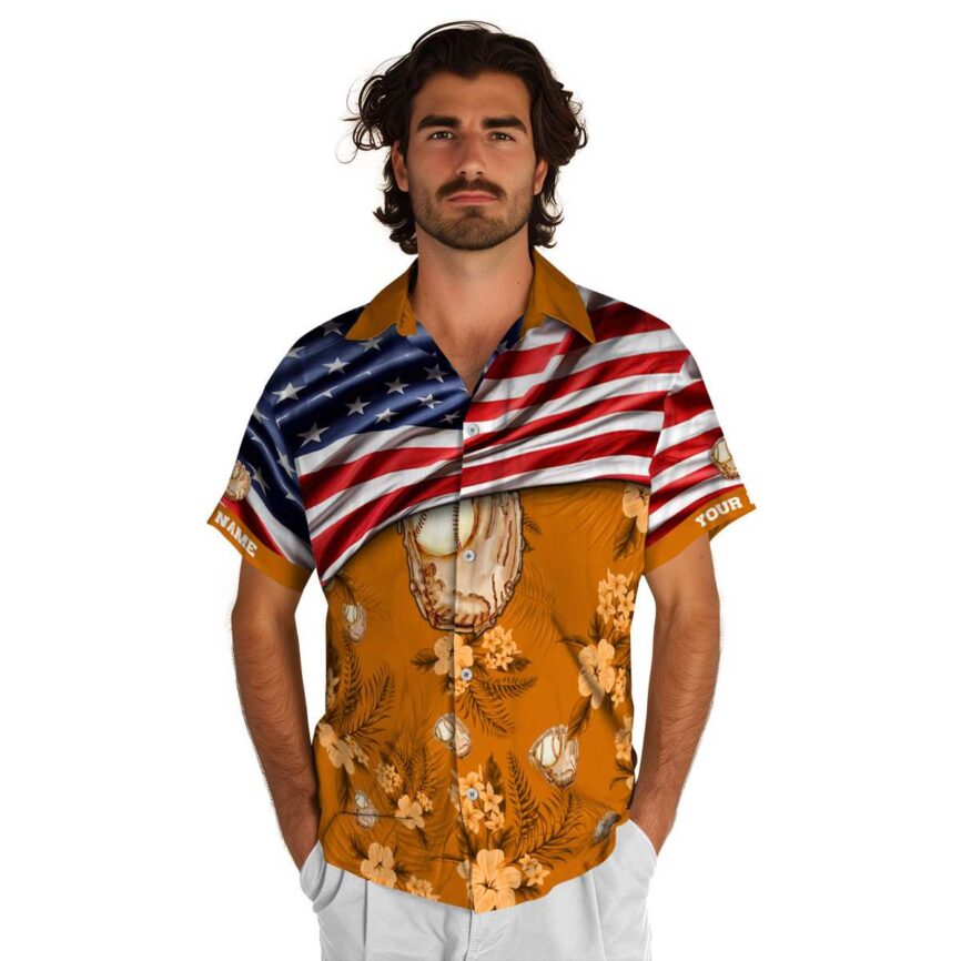 Custom Baseball US Flag Themed Hawaiian Shirt New Arrival