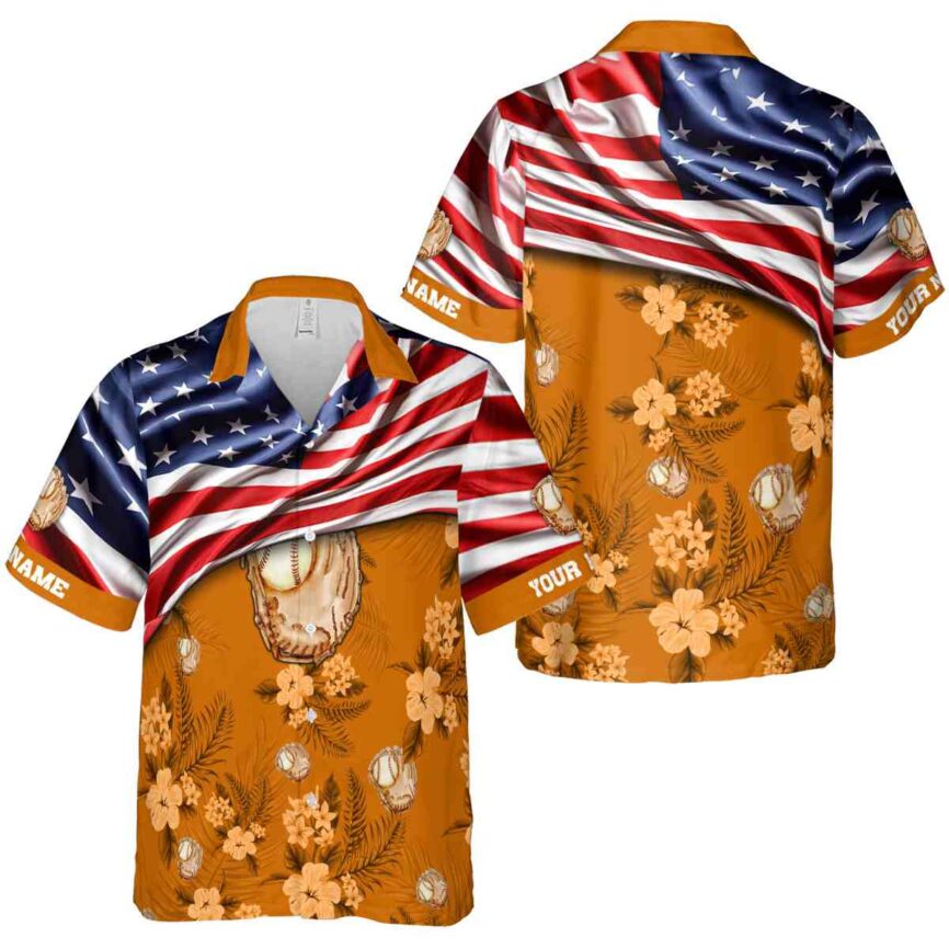 Custom Baseball US Flag Themed Hawaiian Shirt Premium grade